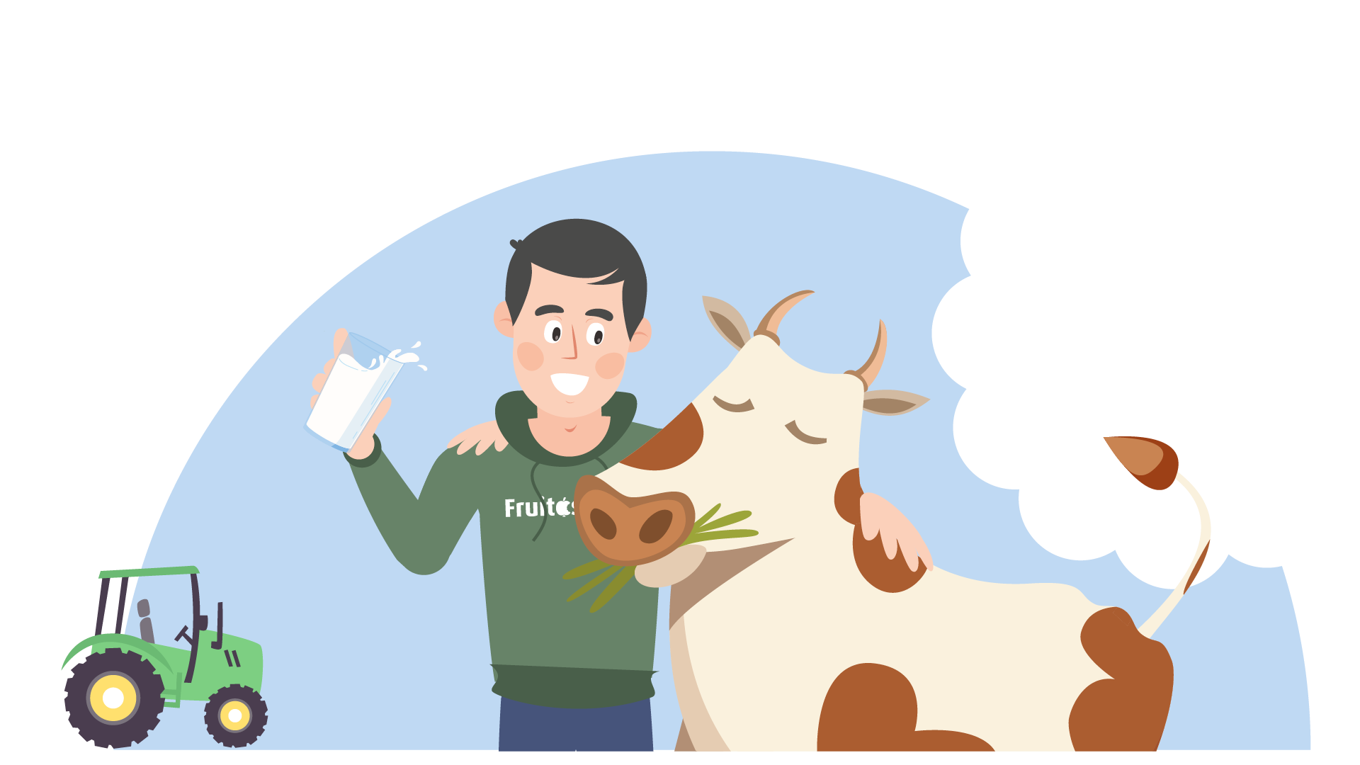 Boer Karel met melk en koe
